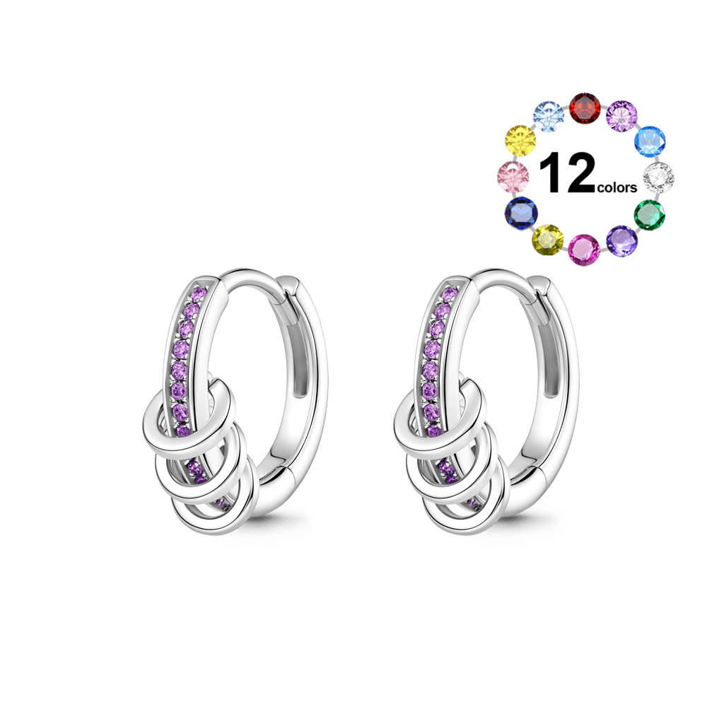 Gnoce  Birthstone Hoop Earrings Platinum-plated Silver Blend