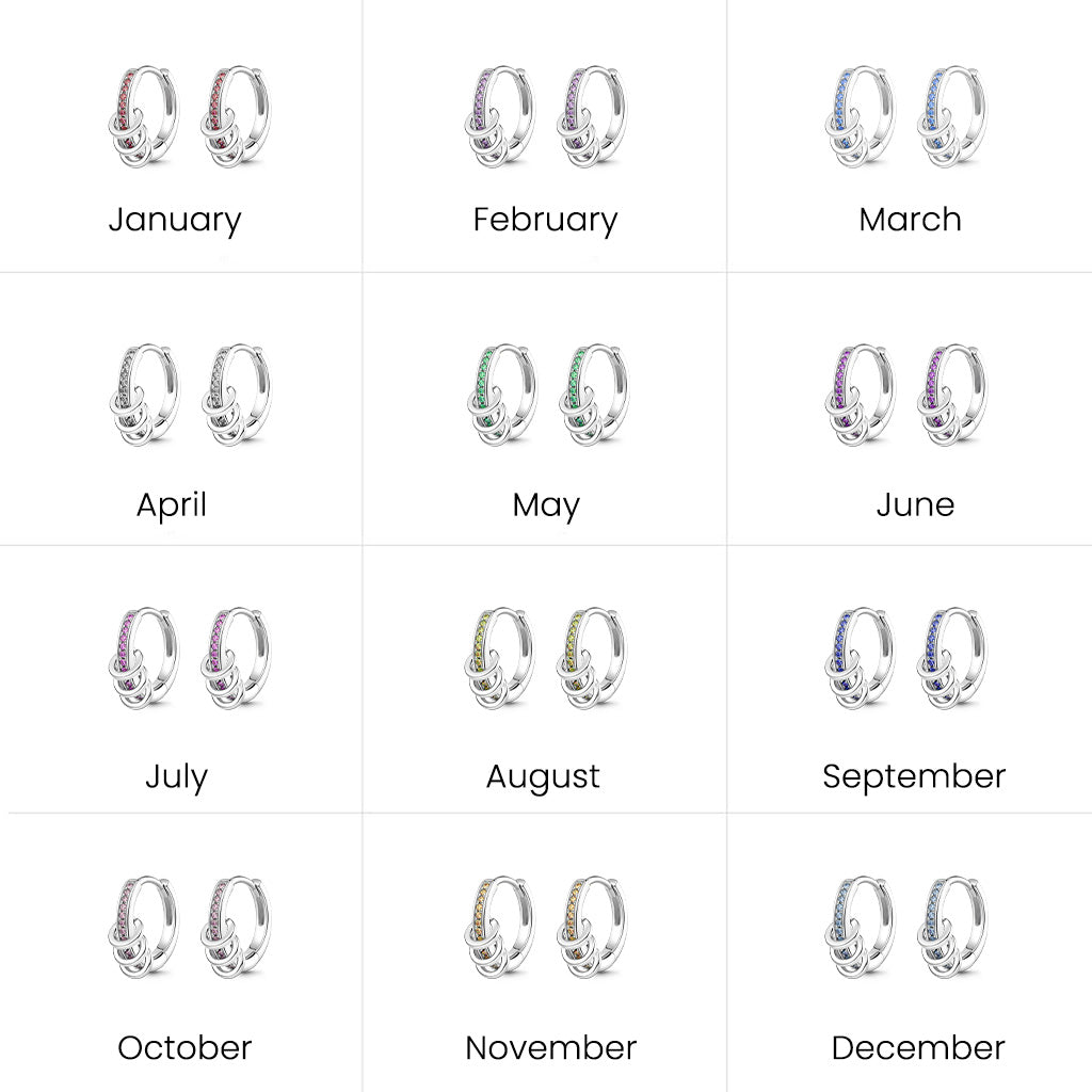 Gnoce  Birthstone Hoop Earrings Platinum-plated Silver Blend