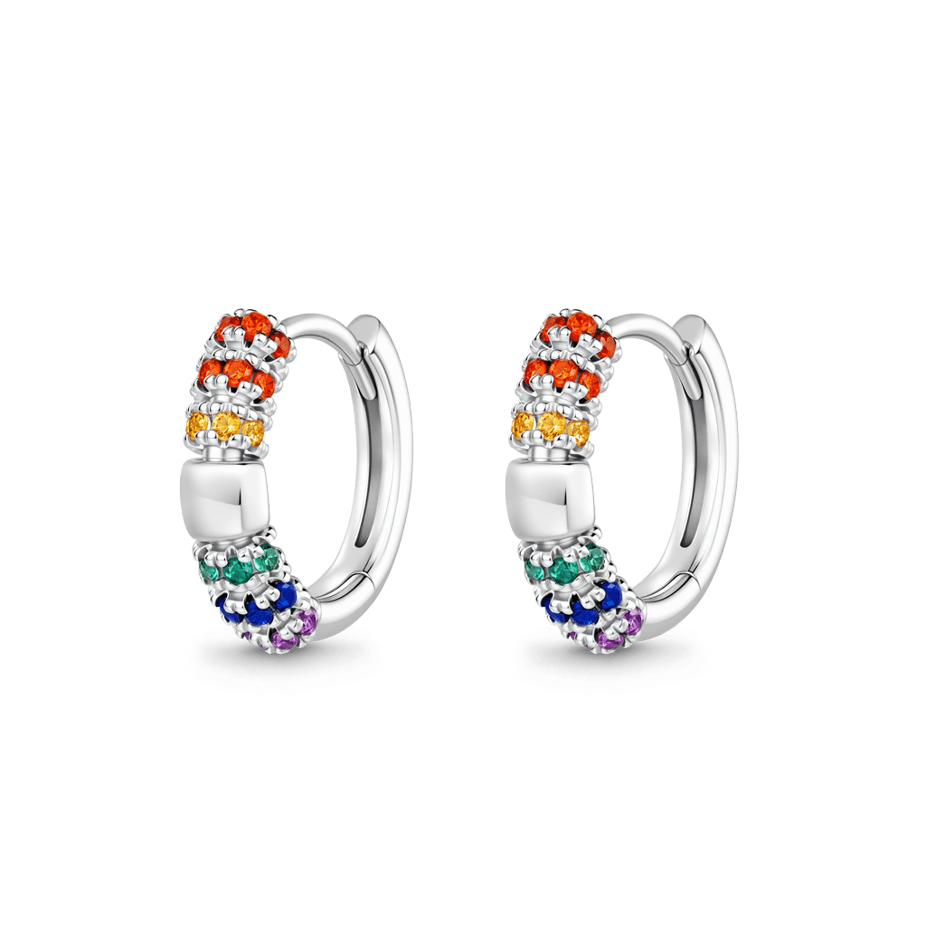 Gnoce  Multicolor Hoop Earrings Platinum-plated Silver Blend