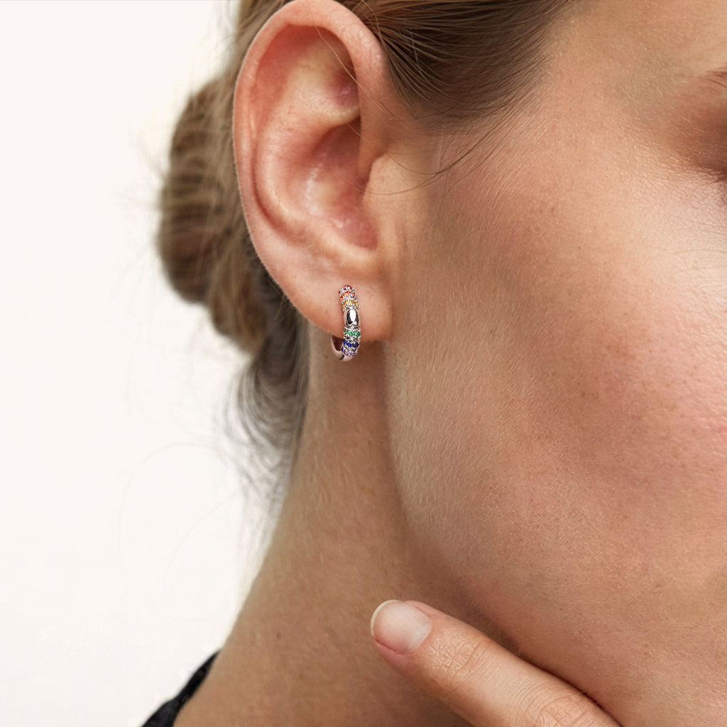 Gnoce  Multicolor Hoop Earrings Platinum-plated Silver Blend