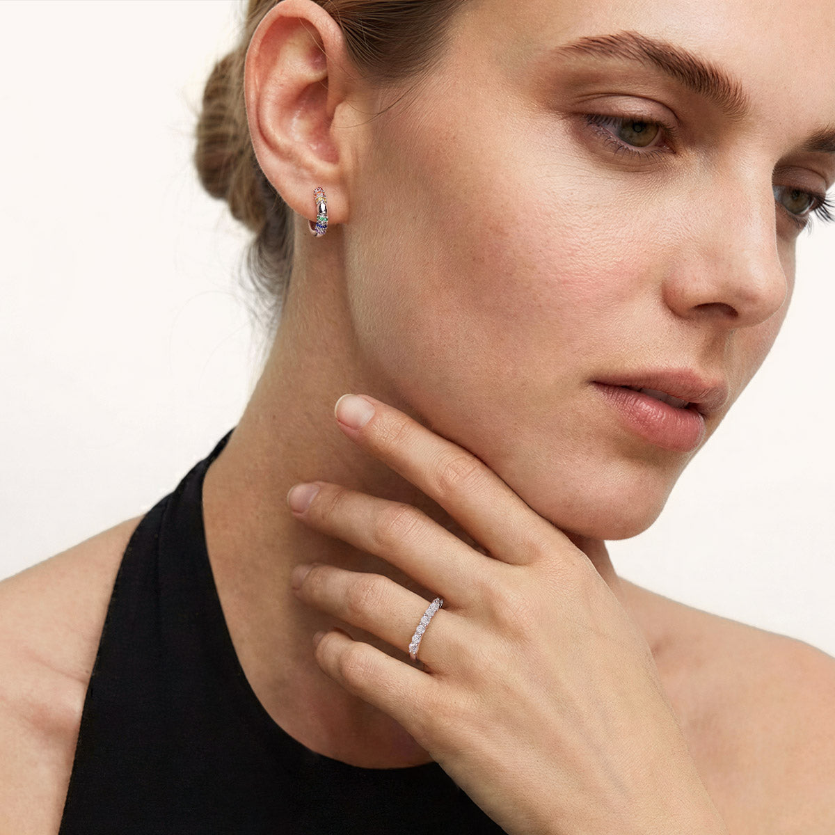 Gnoce  Multicolor Hoop Earrings Platinum-plated Silver Blend