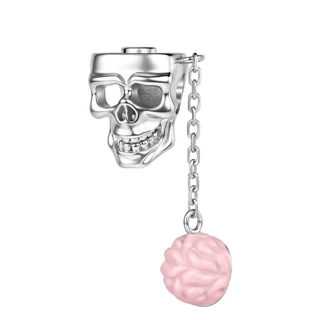 Gnoce  Skull Brain Charm Platinum-plated Silver Blend