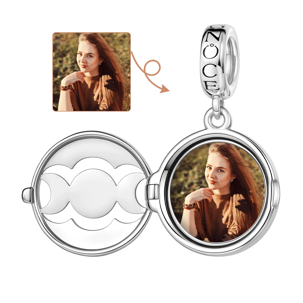 Gnoce  Openable Engravable Photo Charm Platinum-plated Silver Blend