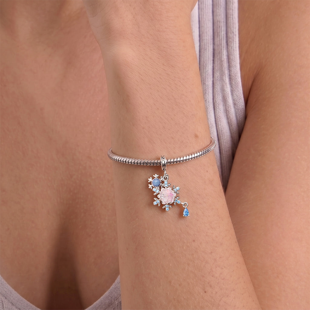 Gnoce  Snowflakes Charm Platinum-plated Silver Blend