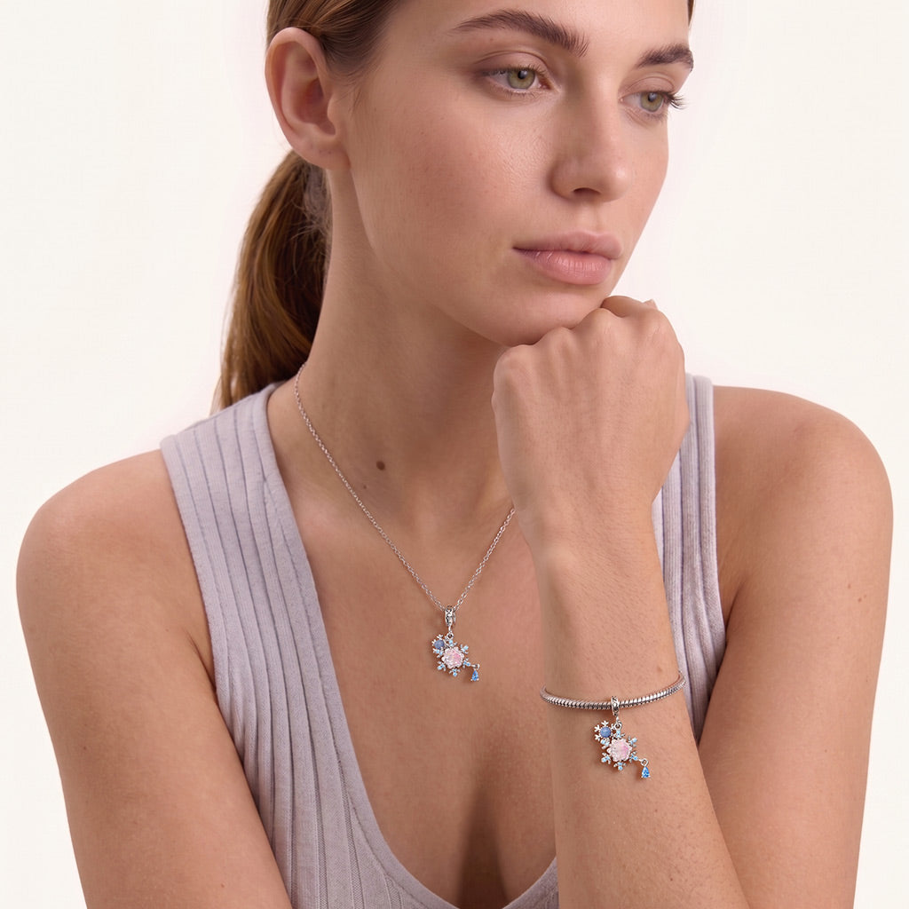 Gnoce  Snowflakes Charm Platinum-plated Silver Blend