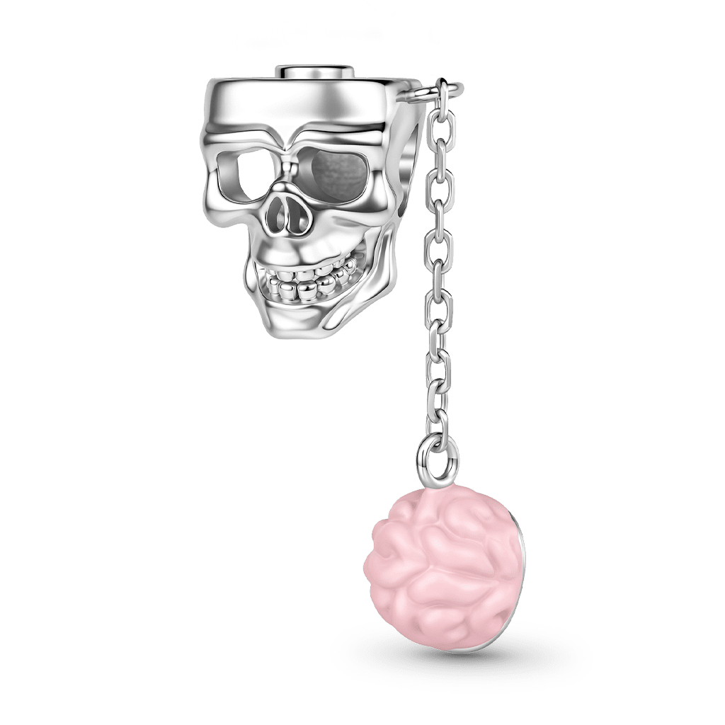 Gnoce  Skull Brain Charm Platinum-plated Silver Blend