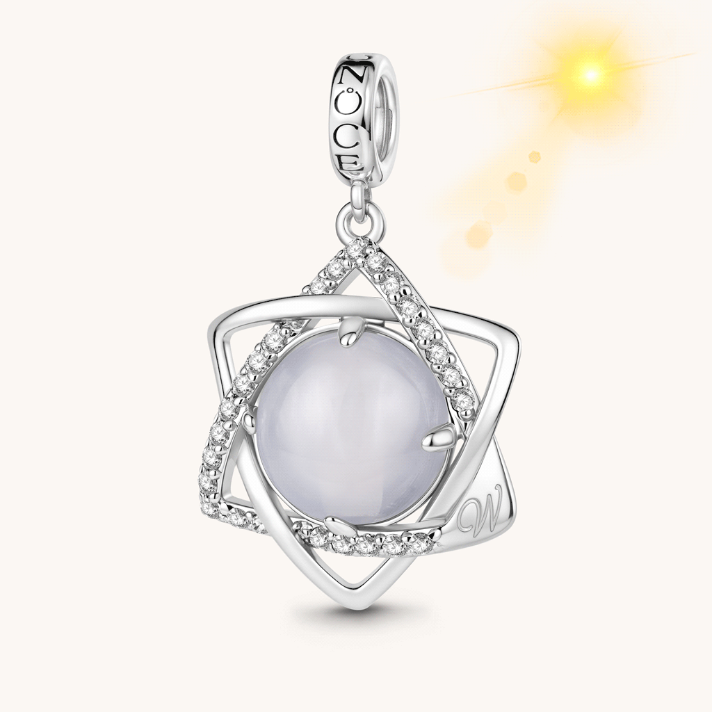 Gnoce  Hexagon Star Engravable Charm Platinum-plated Silver Blend