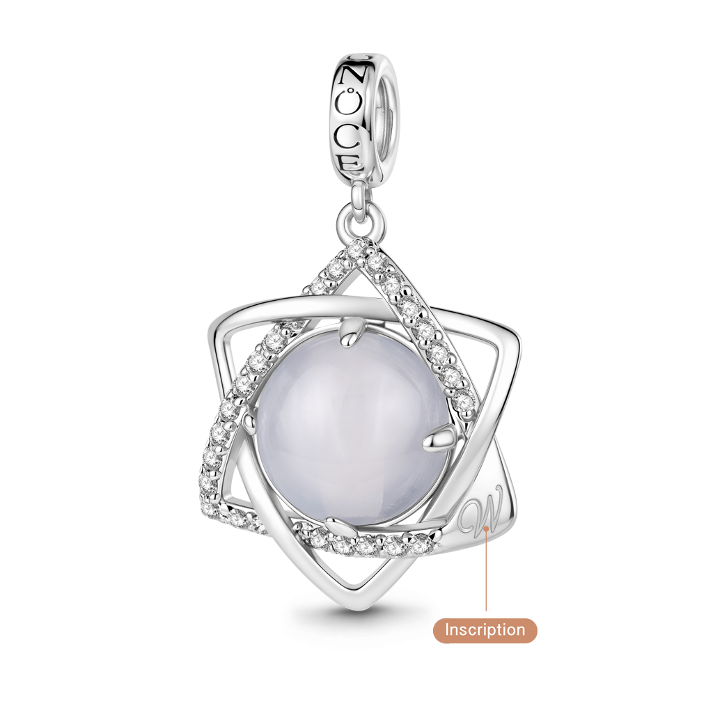 Gnoce  Hexagon Star Engravable Charm Platinum-plated Silver Blend