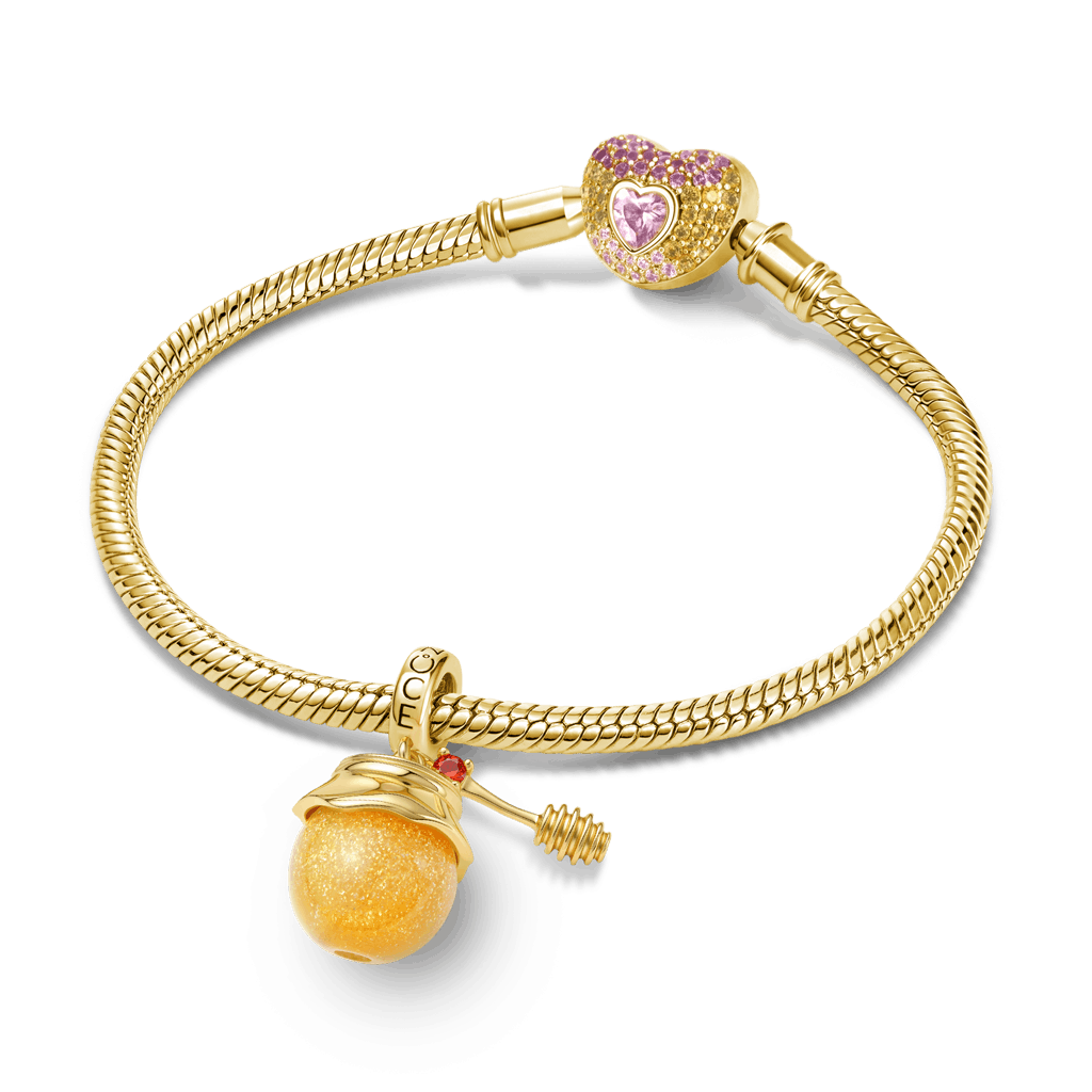 Gnoce  Honey Jar & Spoon Charm Platinum-plated Silver Blend