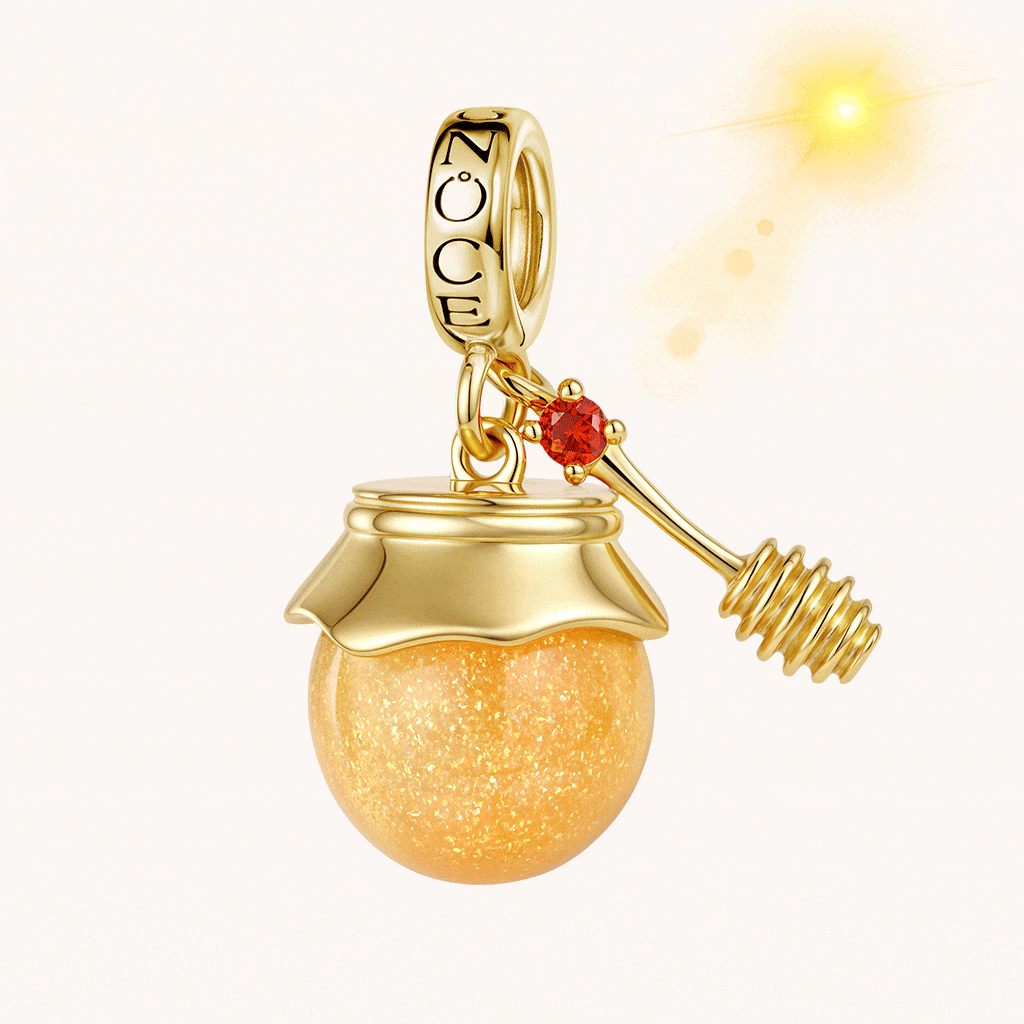 Gnoce  Honey Jar & Spoon Charm Platinum-plated Silver Blend