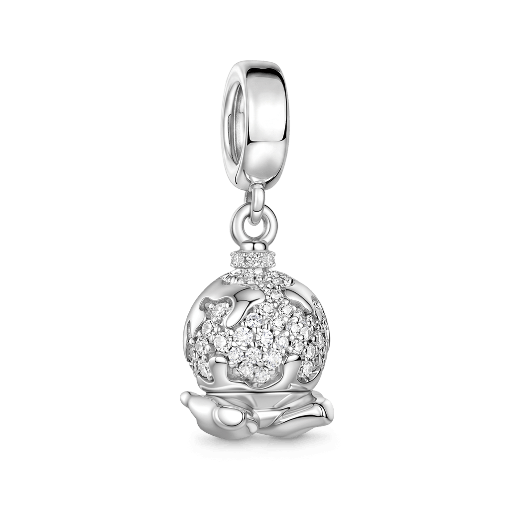 Gnoce  Holding A Rotating Earth Charm Platinum-plated Silver Blend