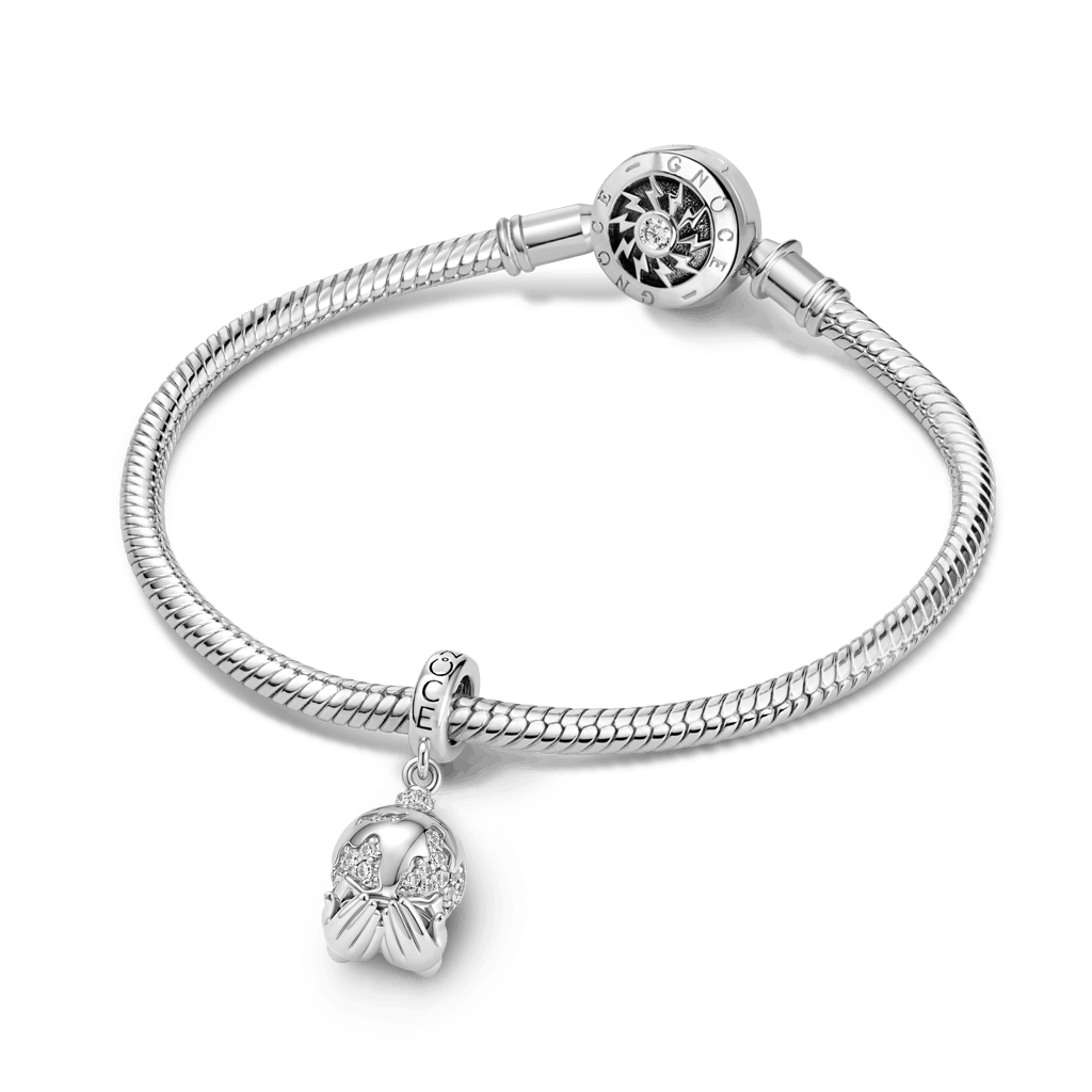 Gnoce  Holding A Rotating Earth Charm Platinum-plated Silver Blend