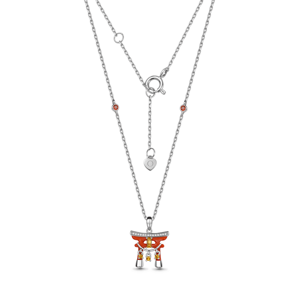 Gnoce  Japanese Torii Gate Pendant Necklace Platinum-plated Silver Blend