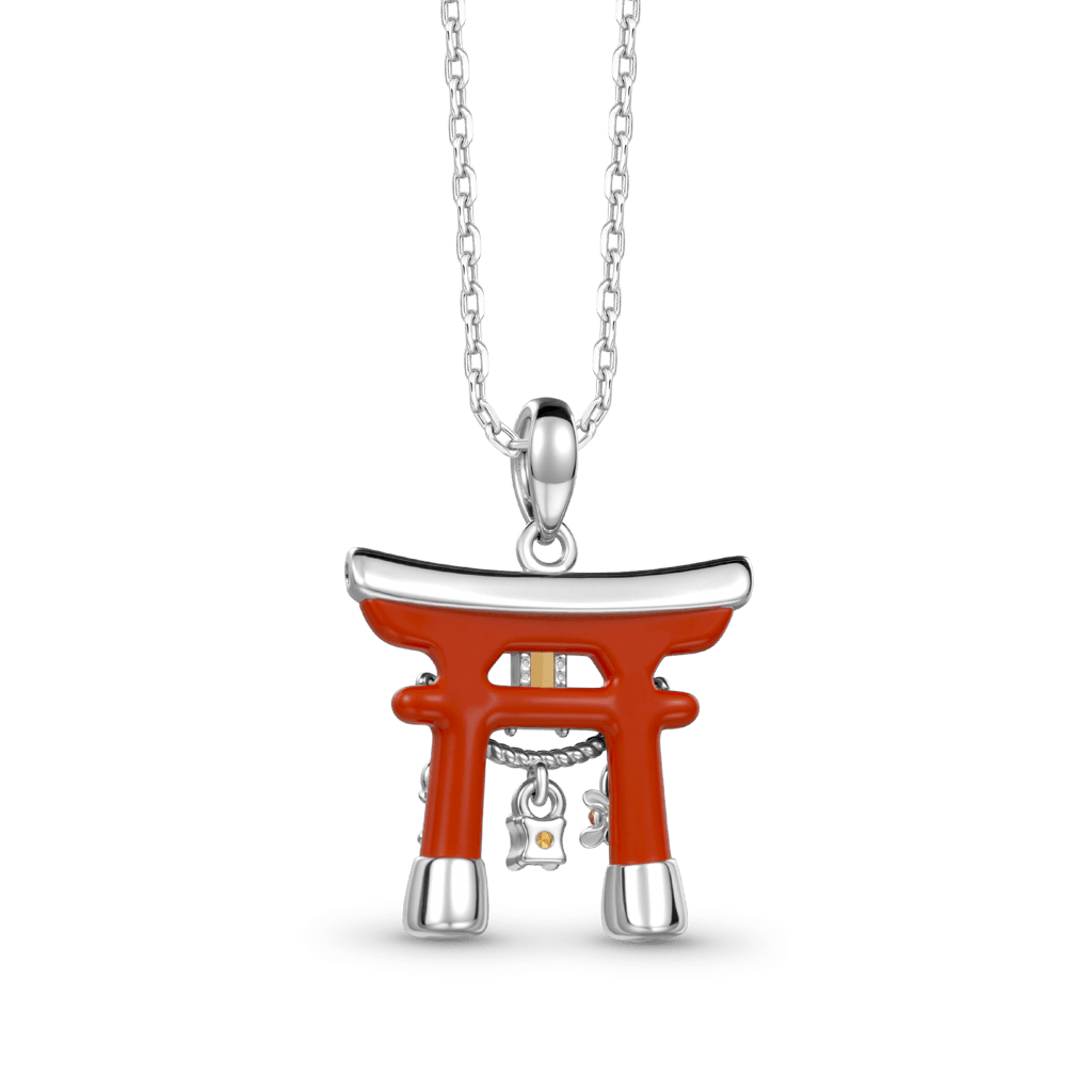 Gnoce  Japanese Torii Gate Pendant Necklace Platinum-plated Silver Blend