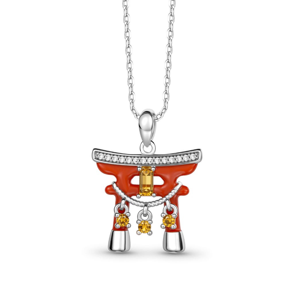 Gnoce  Japanese Torii Gate Pendant Necklace Platinum-plated Silver Blend
