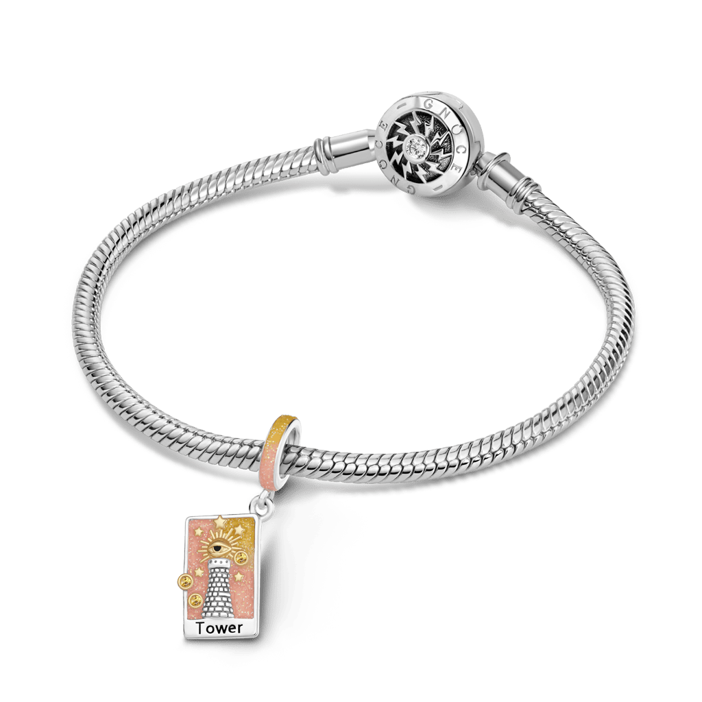 Gnoce  Tarot Card Charm Platinum-plated Silver Blend