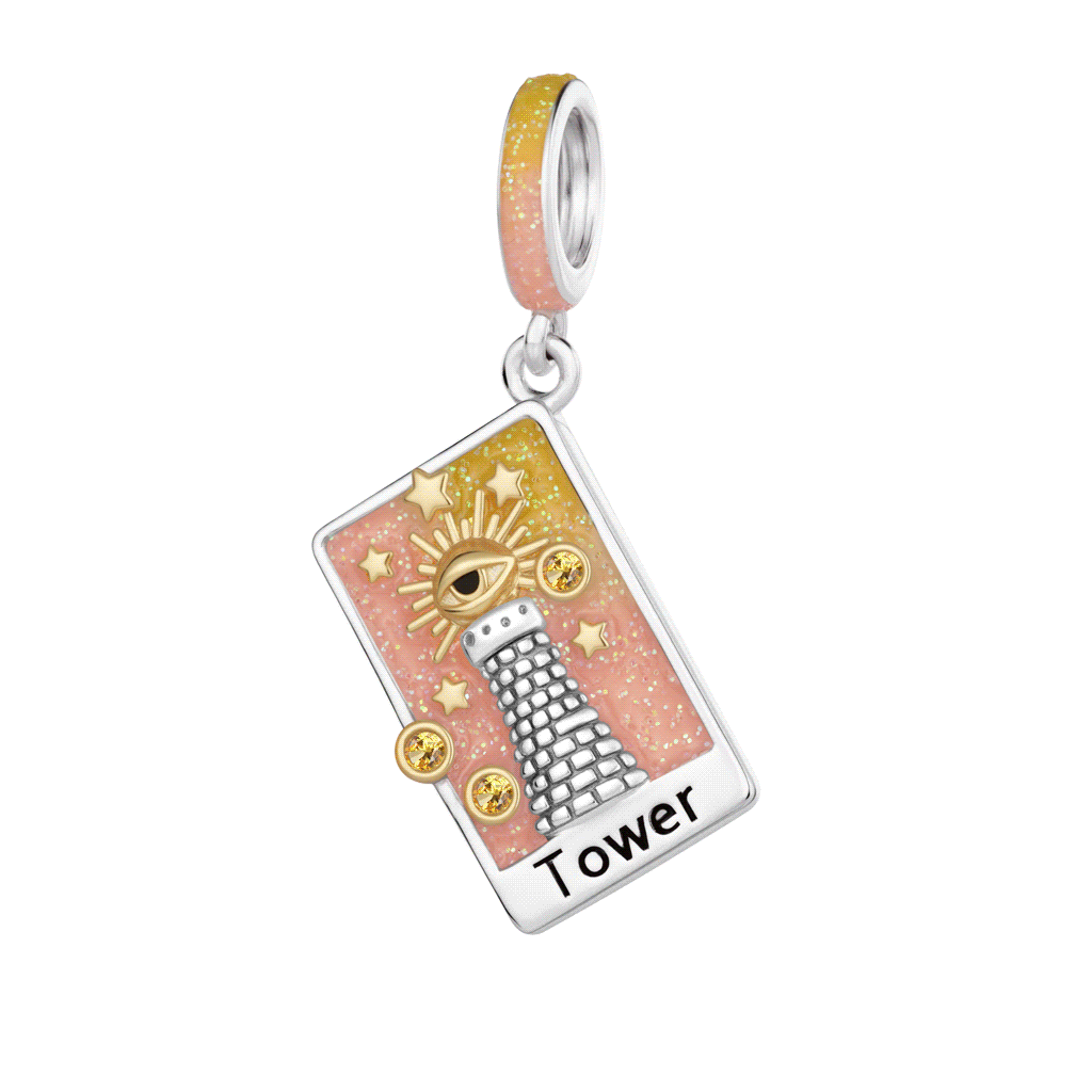 Gnoce  Tarot Card Charm Platinum-plated Silver Blend