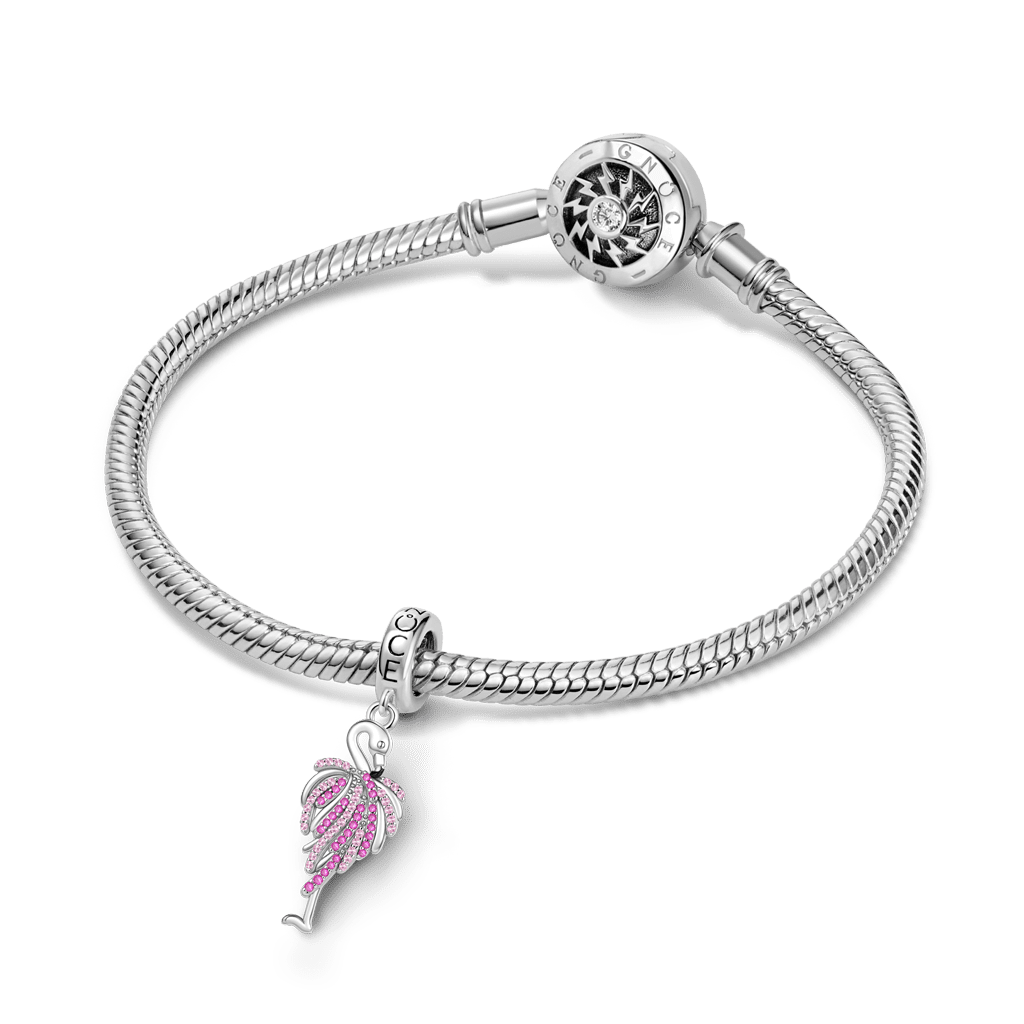 Gnoce  Flamingo Charm Platinum-plated Silver Blend