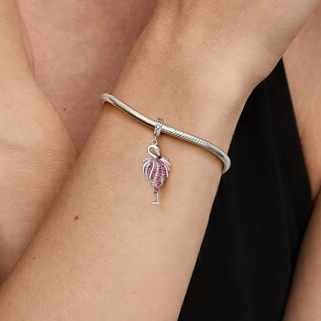 Gnoce  Flamingo Charm Platinum-plated Silver Blend