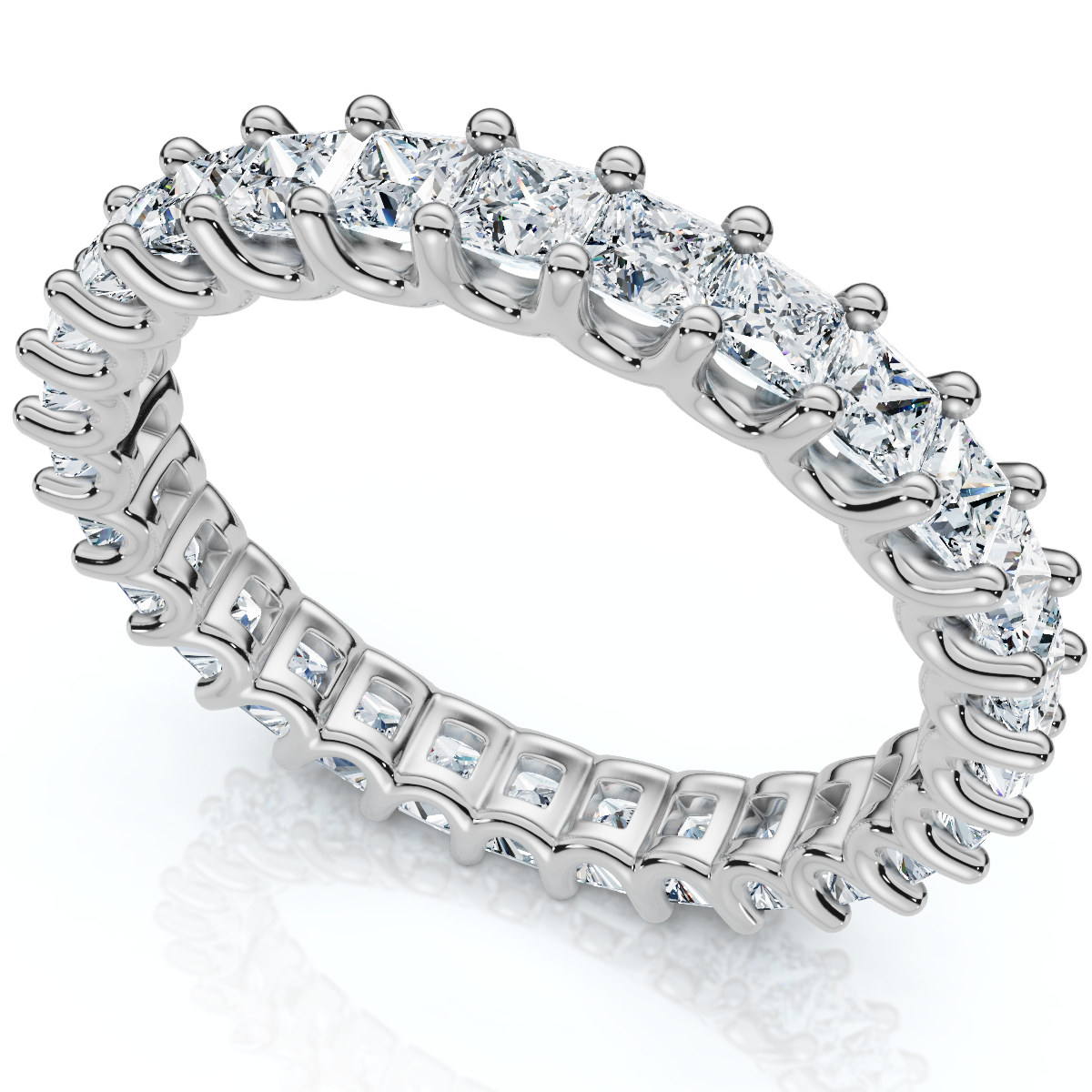 2Ct Princess Cut Diamond Eternity Stackable Wedding Ring 14k Gold Lab Grown
