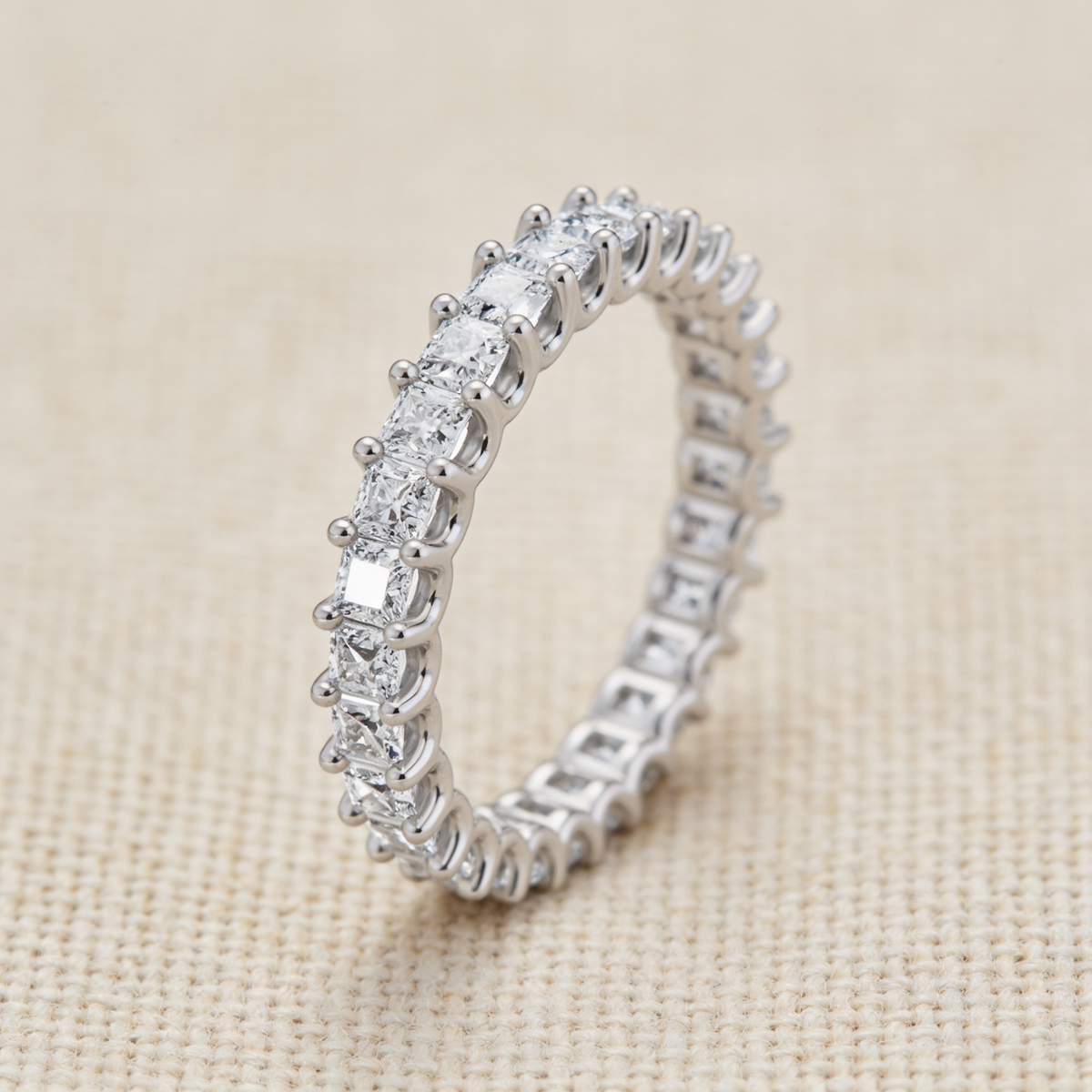 2Ct Princess Cut Diamond Eternity Stackable Wedding Ring 14k Gold Lab Grown