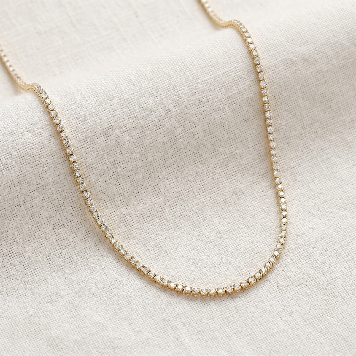 3 1/2Ct Diamond Tennis Necklace 14k Gold 17" Lab Grown