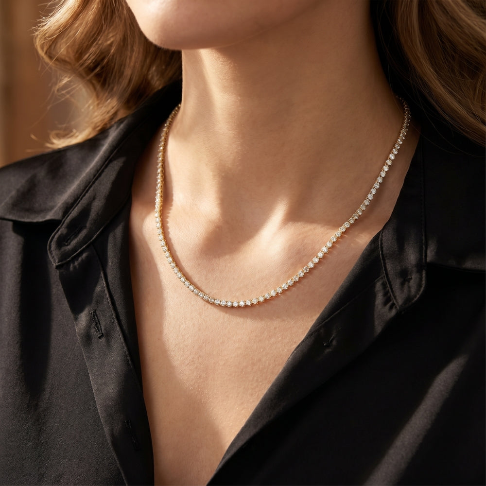 3 1/2Ct Diamond Tennis Necklace 14k Gold 17" Lab Grown
