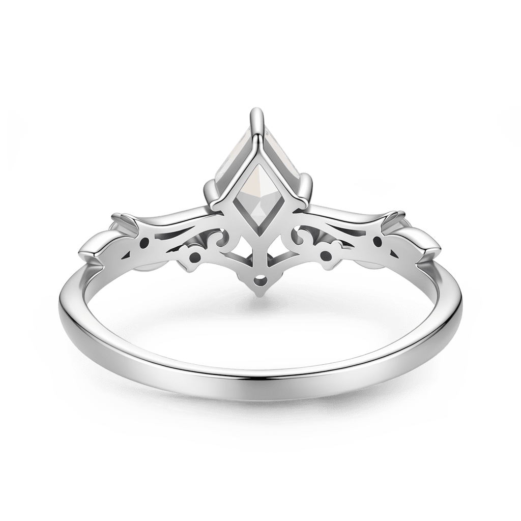 Gnoce  Leaf & Vine Diamond-cut Engagement Ring Platinum-plated Silver Blend