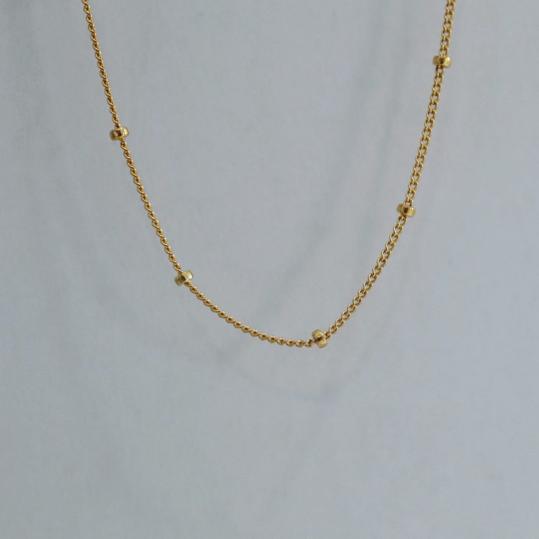 Thin Beaded Satellite Chain Necklace in 14 Karat Gold Fill or Sterling Silver