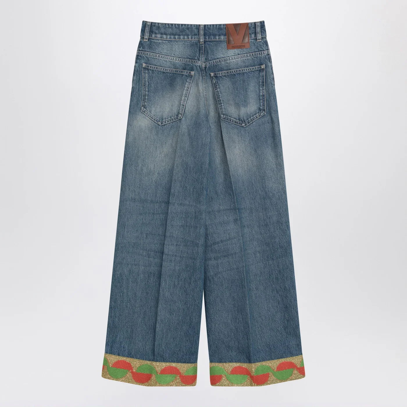 Valentino - Blue washed jeans with jacquard bottoms