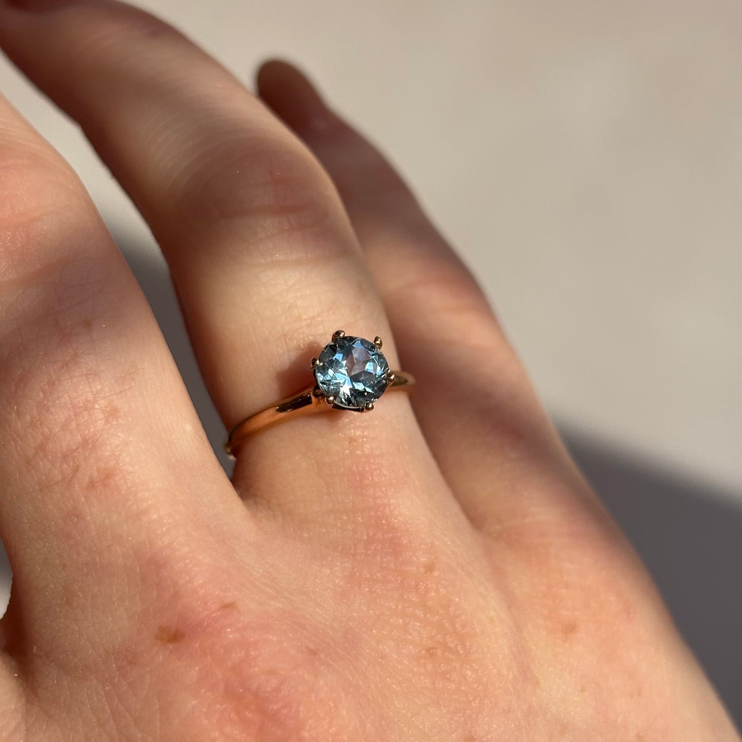 Aquamarine Solitaire Ring | 10K Yellow Gold | Vintage