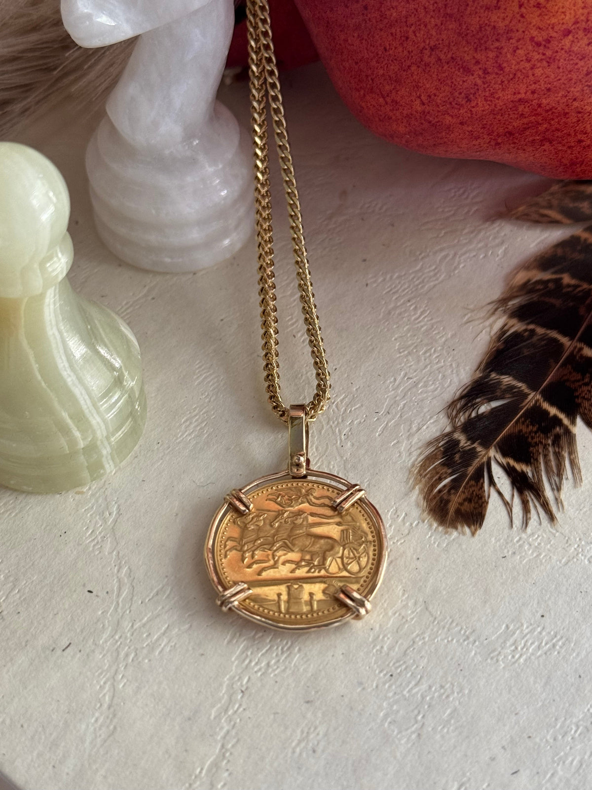 Estate 14k Yellow Coin Pendant w/ 14k Bezel