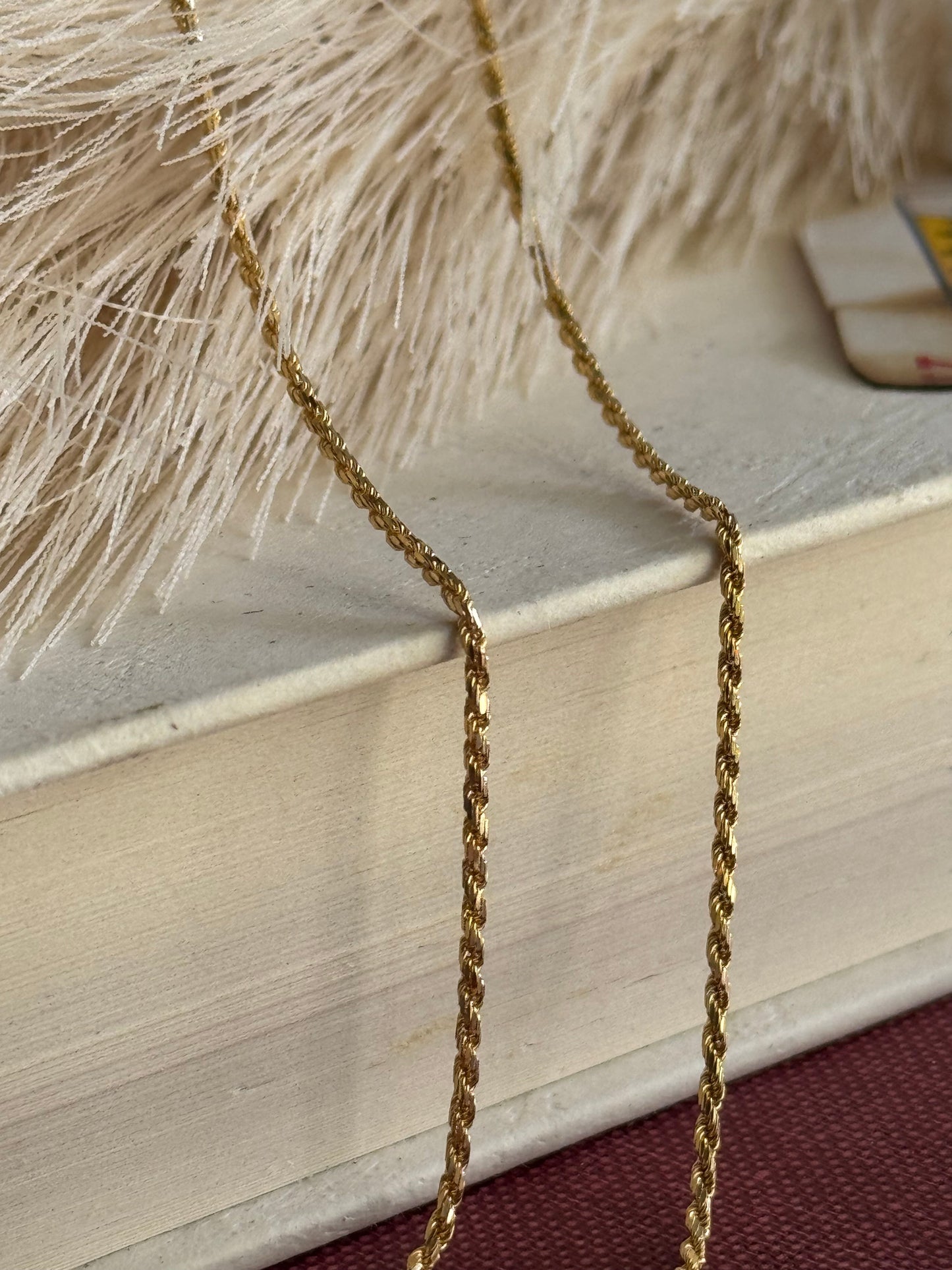 Estate 14k Diamond Cut Yellow Gold Rope Chain