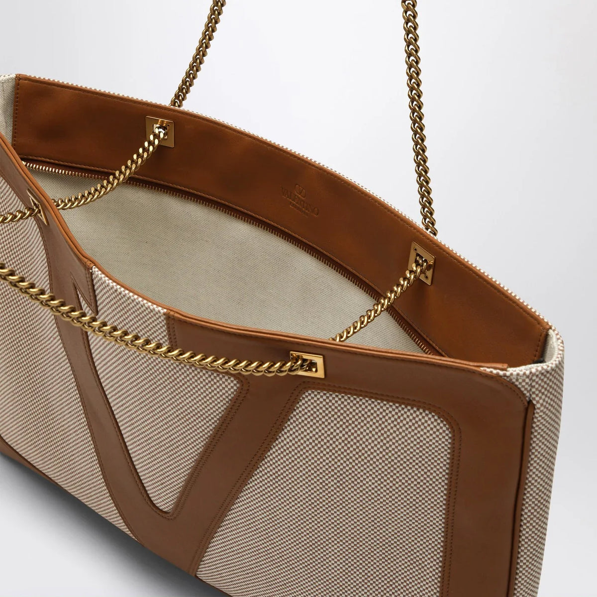 Valentino Garavani - Large Viva Superstar Bag in Natural/Spice Canvas