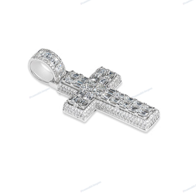 Fully Iced Out Moissanite Silver Diamond Cross pendant