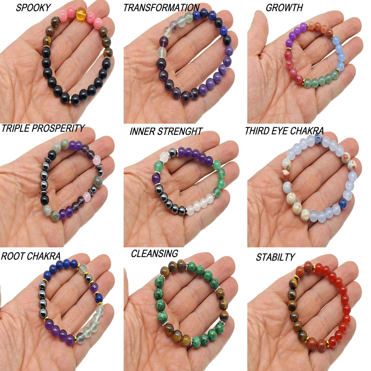 Intention Bracelet Crystal - Choose Your Bracelet - Handmade Men&Women Stretchy Bracelet - MIX