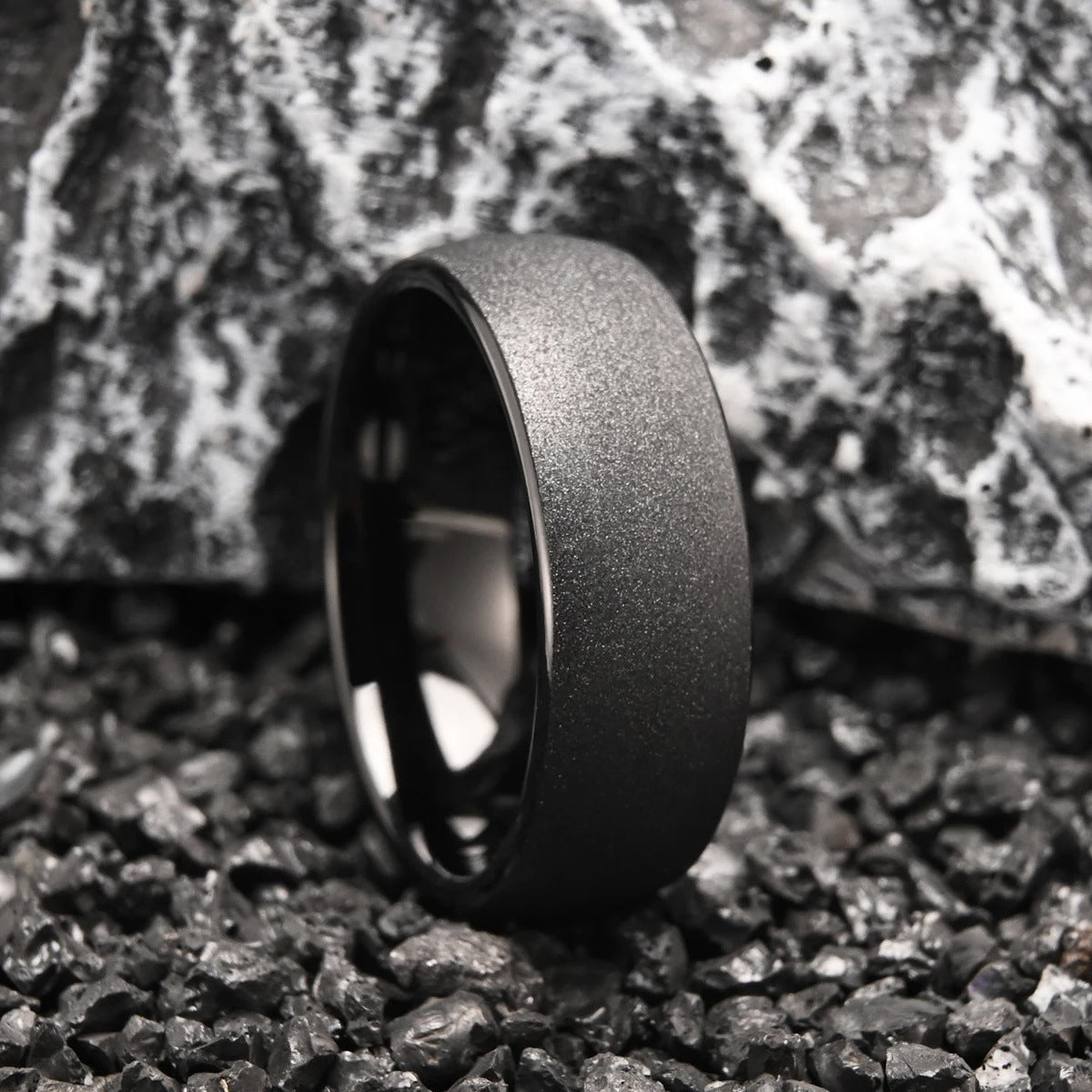 Men's 8mm Black Brushed Tungsten Ring