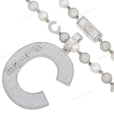 Colorless Moissanite Diamond 925 Silver Alphabet C Letter Pendant