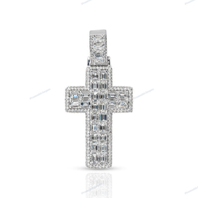 Fully Iced Out Moissanite Silver Diamond Cross pendant