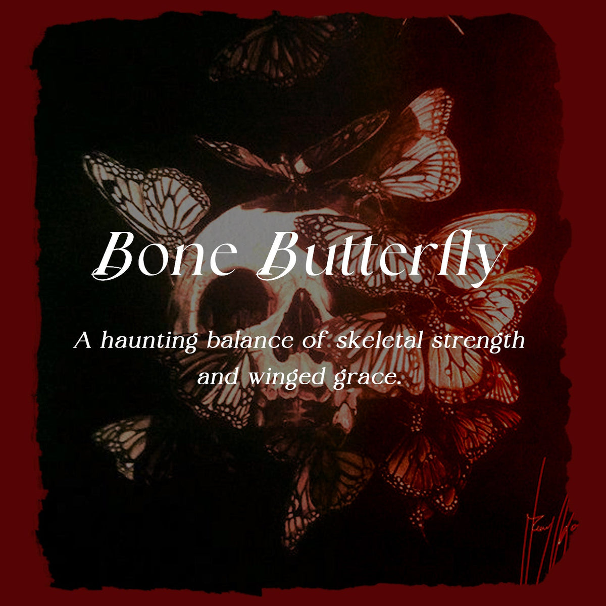 Gothic Inspired Unique Skull & Skeleton Butterfly Moissanite Two-Tone Halloween Engagement Ring