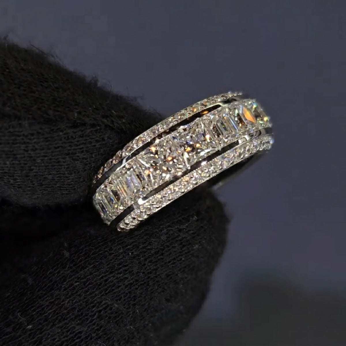Bold Multi-Row Princess Cut Anniversary Band