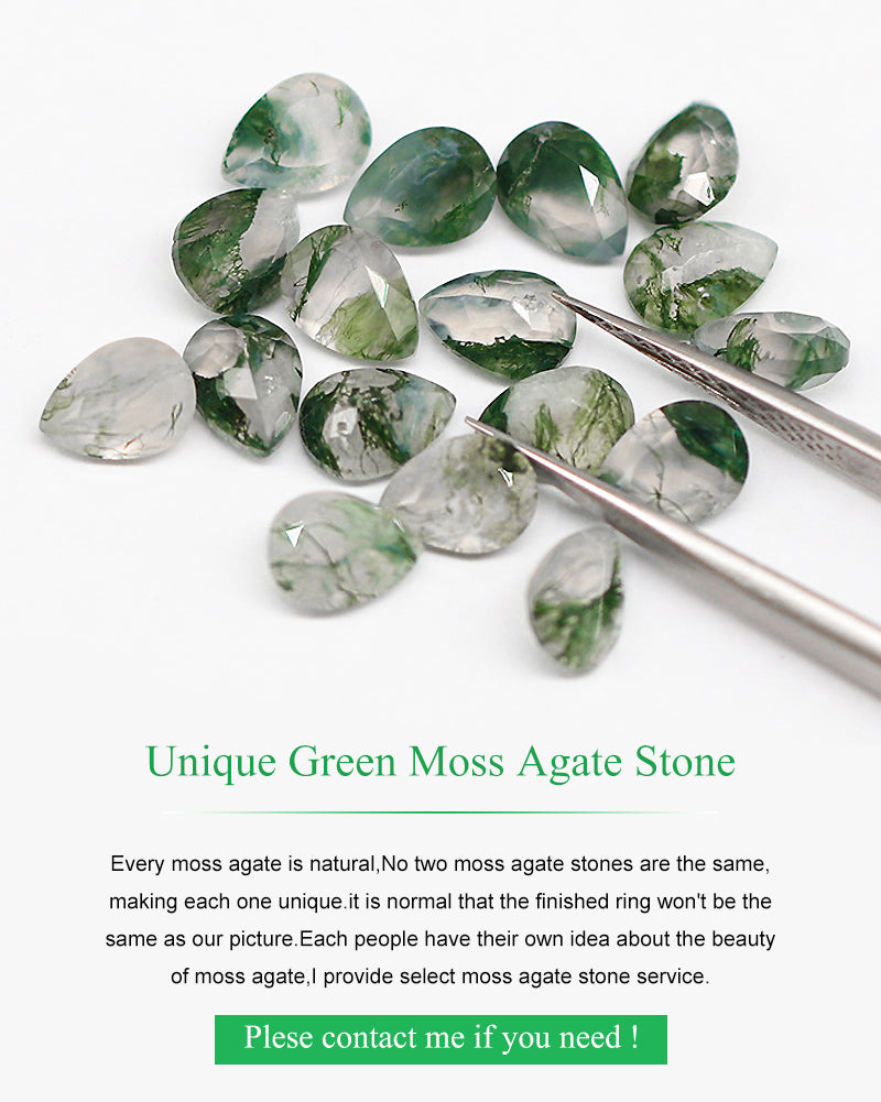 Twon Stone Emerald Cut Moss Agate & Pear White Opal Earrings for Women