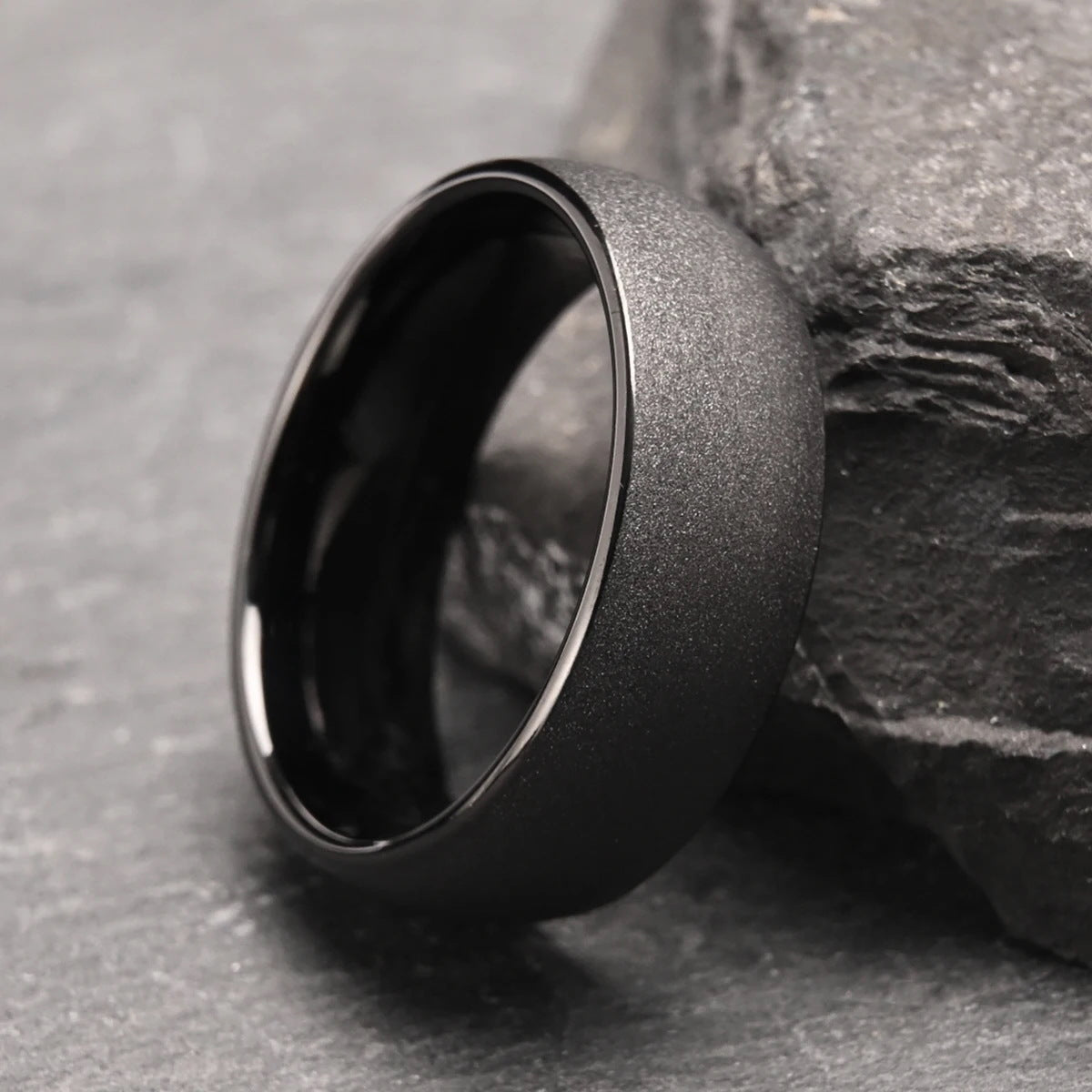 Men's 8mm Black Brushed Tungsten Ring
