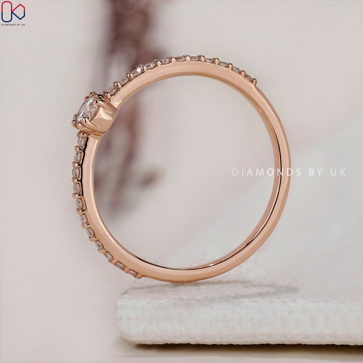 Round Cut Pave Diamond Ring