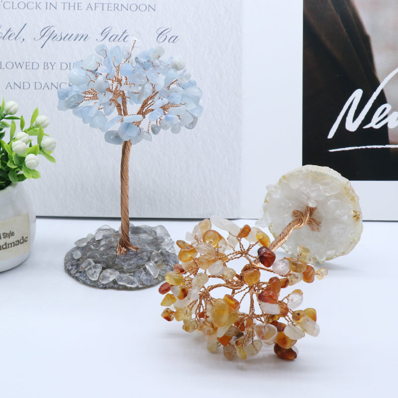 Crystal Tree of Life Decor - Home Feng Shui Decor - Natural Gemstone Bonsai Tree Figurine - New!