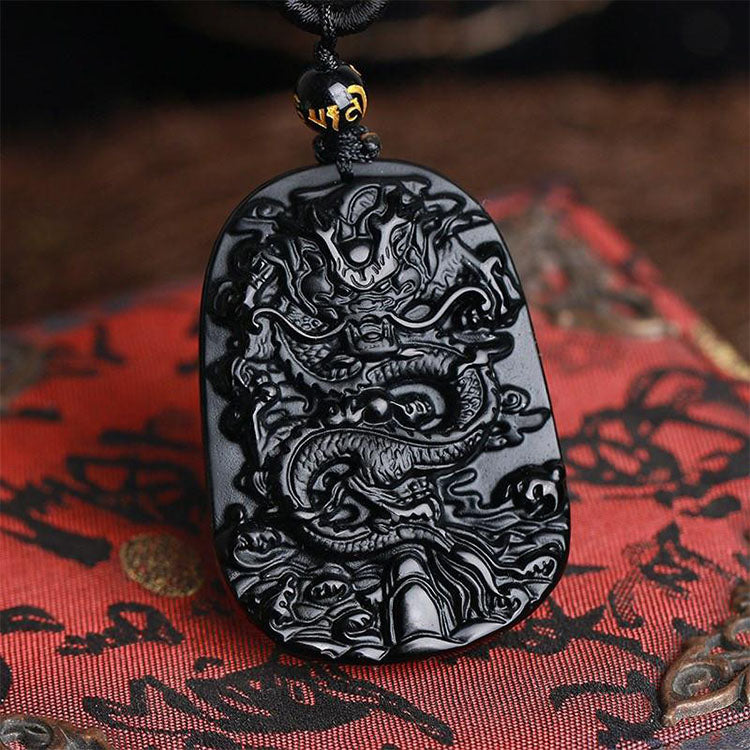 Obsidian Dragon Success Necklace