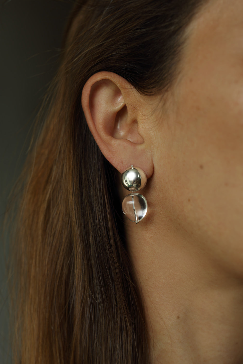 CLEAR QUARTZ DROP EARRING
