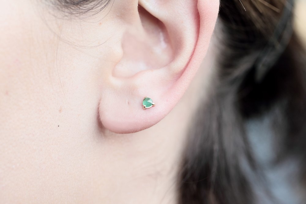 VERDANT EMERALD GOLD STUD EARRING
