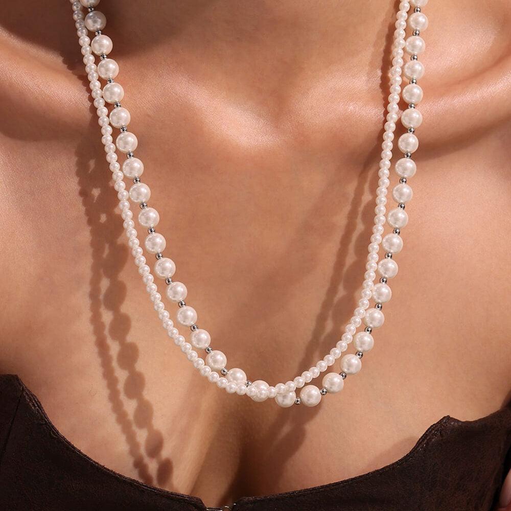 Designer Double Pearl Necklace for Elegant Layering