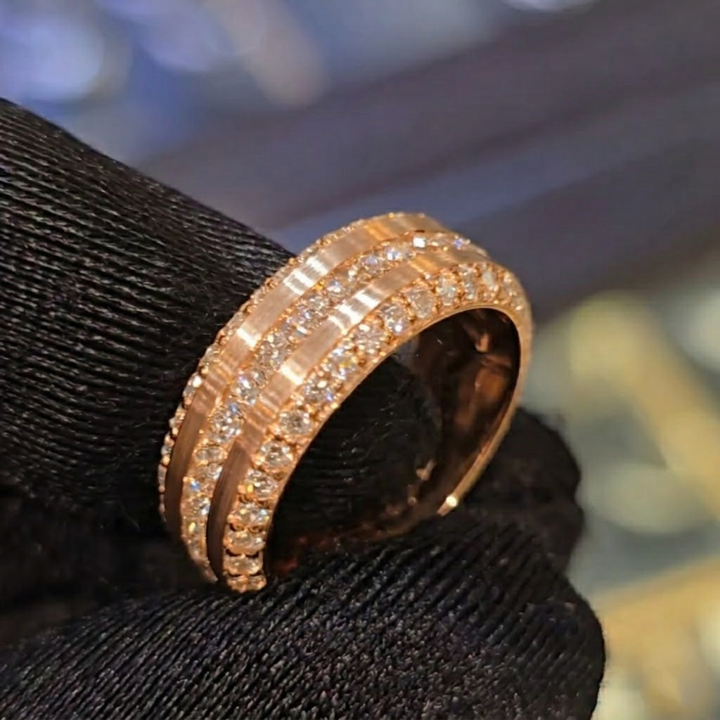 The "Equinox" Brushed & Pavé Statement Band